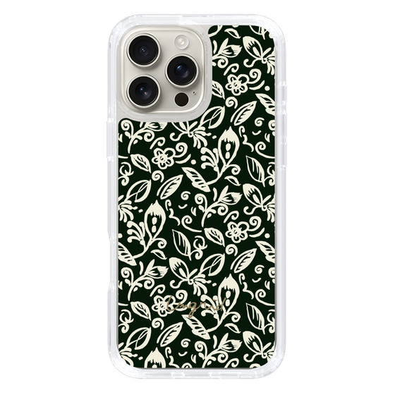 Slim Protection Case［ Ungrid - FlowerPrint - Black ］