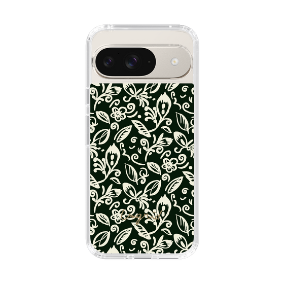 Slim Protection Case［ Ungrid - FlowerPrint - Black ］