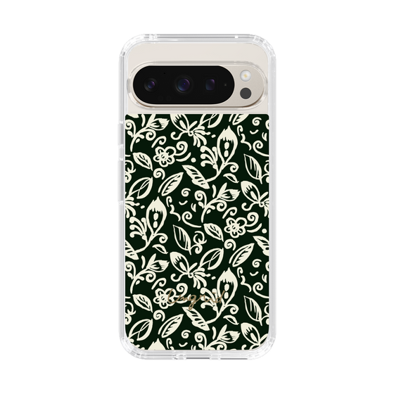 Slim Protection Case［ Ungrid - FlowerPrint - Black ］