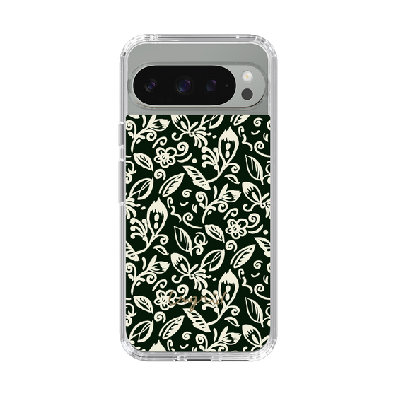 Slim Protection Case［ Ungrid - FlowerPrint - Black ］