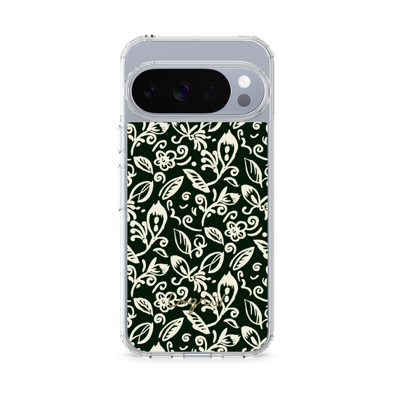 Slim Protection Case［ Ungrid - FlowerPrint - Black ］