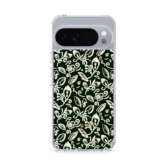 Slim Protection Case［ Ungrid - FlowerPrint - Black ］