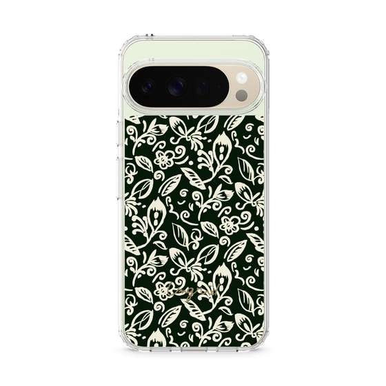 Slim Protection Case［ Ungrid - FlowerPrint - Black ］