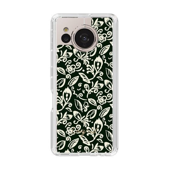 Slim Protection Case［ Ungrid - FlowerPrint - Black ］