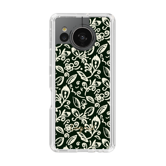 Slim Protection Case［ Ungrid - FlowerPrint - Black ］