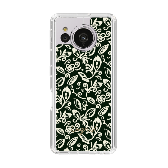 Slim Protection Case［ Ungrid - FlowerPrint - Black ］