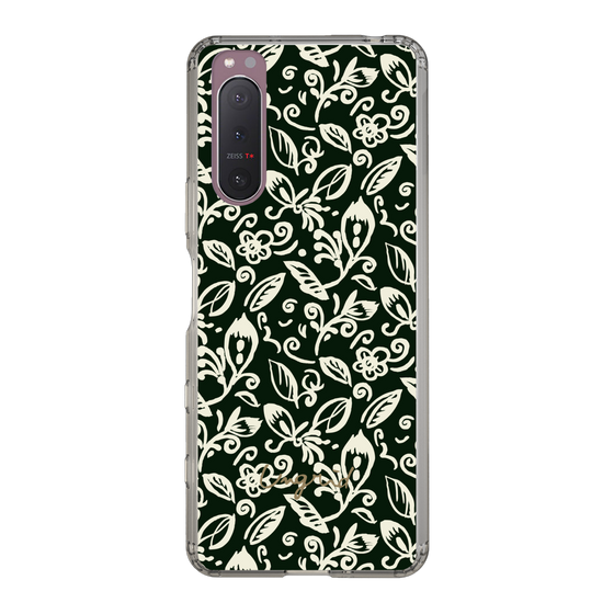 Slim Protection Case［ Ungrid - FlowerPrint - Black ］