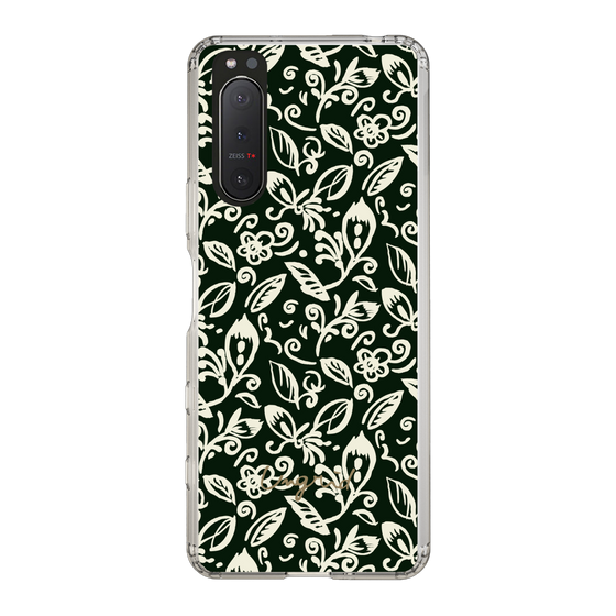 Slim Protection Case［ Ungrid - FlowerPrint - Black ］
