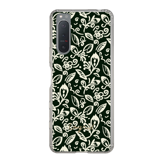 Slim Protection Case［ Ungrid - FlowerPrint - Black ］