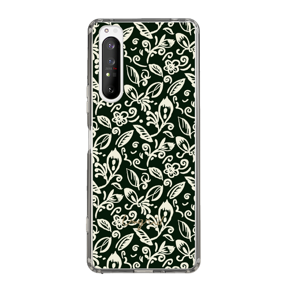 Slim Protection Case［ Ungrid - FlowerPrint - Black ］