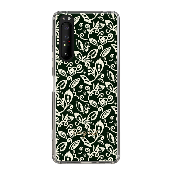 Slim Protection Case［ Ungrid - FlowerPrint - Black ］