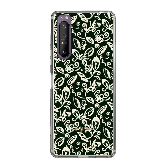 Slim Protection Case［ Ungrid - FlowerPrint - Black ］