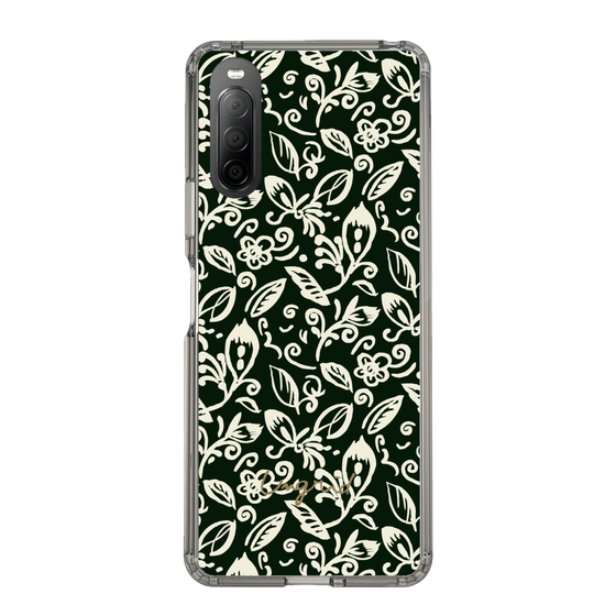 Slim Protection Case［ Ungrid - FlowerPrint - Black ］
