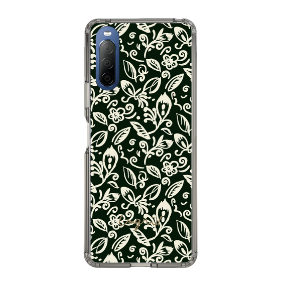 Slim Protection Case［ Ungrid - FlowerPrint - Black ］