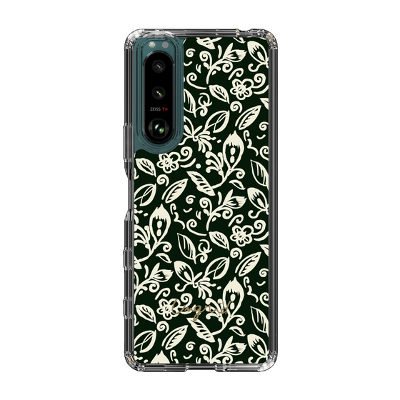 Slim Protection Case［ Ungrid - FlowerPrint - Black ］