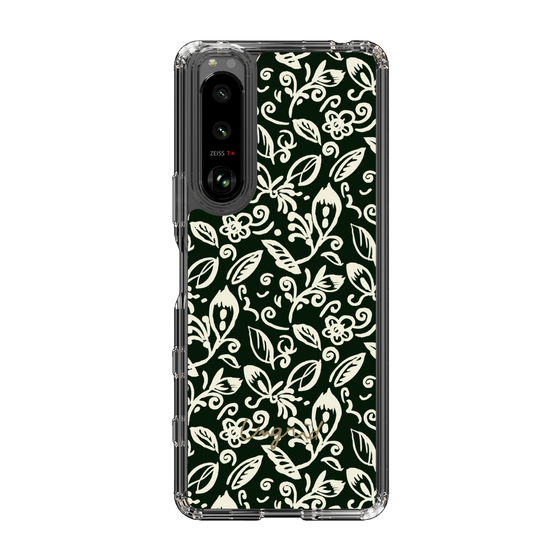 Slim Protection Case［ Ungrid - FlowerPrint - Black ］