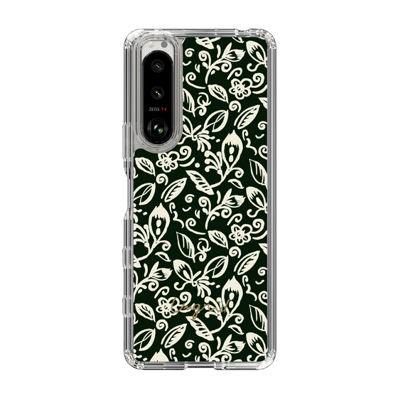 Slim Protection Case［ Ungrid - FlowerPrint - Black ］