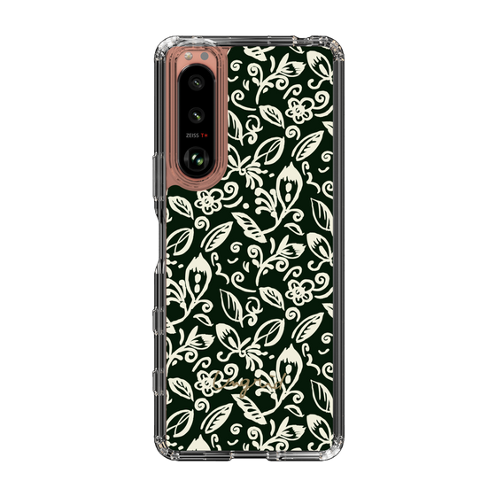 Slim Protection Case［ Ungrid - FlowerPrint - Black ］