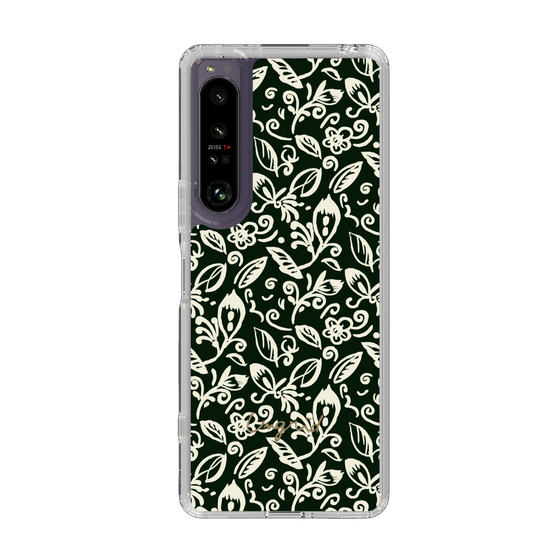 Slim Protection Case［ Ungrid - FlowerPrint - Black ］