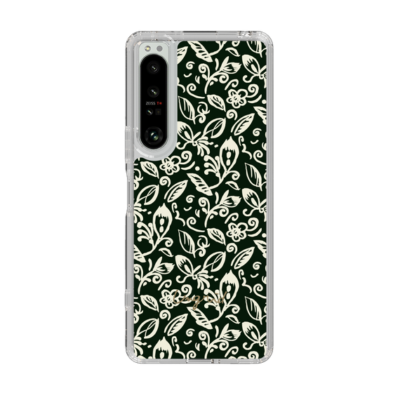 Slim Protection Case［ Ungrid - FlowerPrint - Black ］