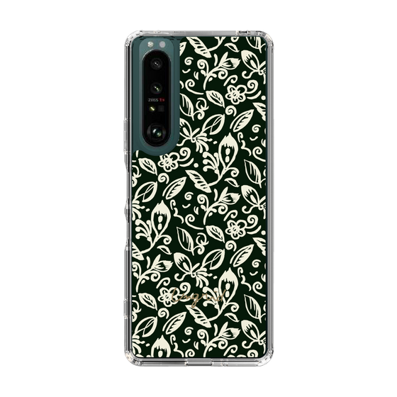 Slim Protection Case［ Ungrid - FlowerPrint - Black ］