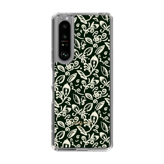 Slim Protection Case［ Ungrid - FlowerPrint - Black ］