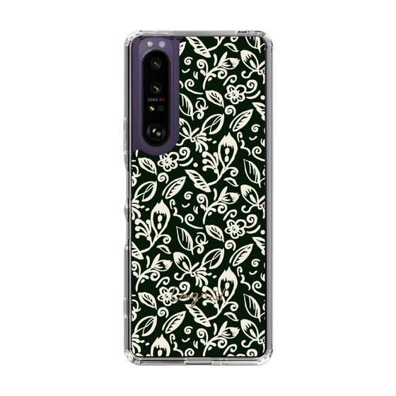 Slim Protection Case［ Ungrid - FlowerPrint - Black ］