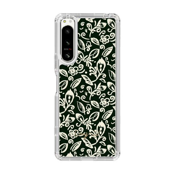 Slim Protection Case［ Ungrid - FlowerPrint - Black ］