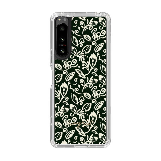 Slim Protection Case［ Ungrid - FlowerPrint - Black ］