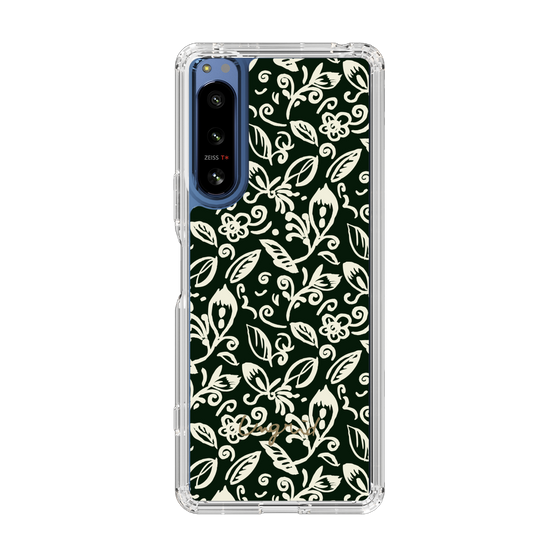 Slim Protection Case［ Ungrid - FlowerPrint - Black ］
