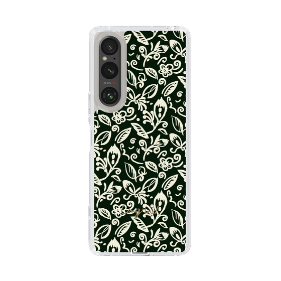 Slim Protection Case［ Ungrid - FlowerPrint - Black ］