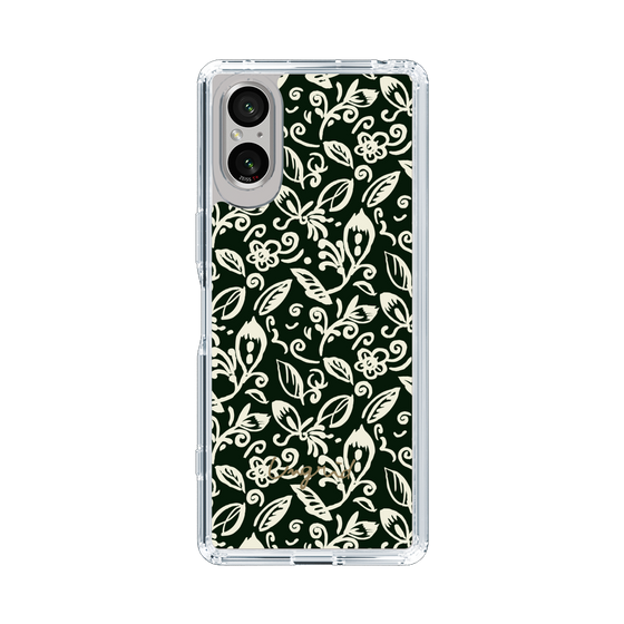 Slim Protection Case［ Ungrid - FlowerPrint - Black ］