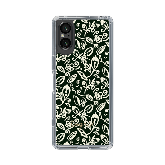 Slim Protection Case［ Ungrid - FlowerPrint - Black ］