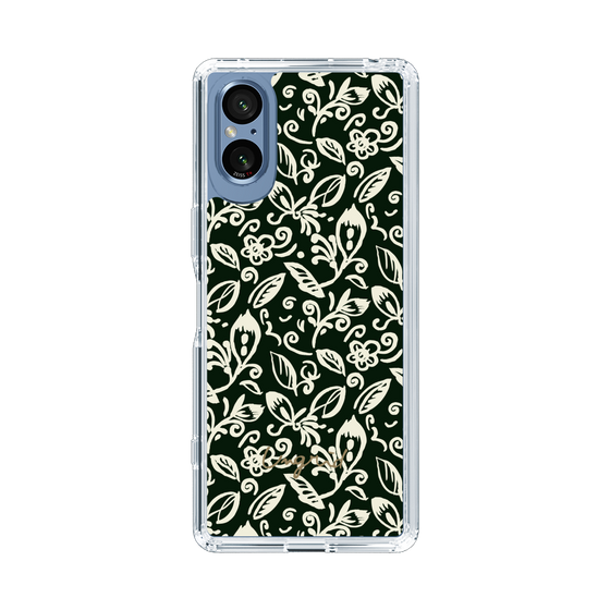 Slim Protection Case［ Ungrid - FlowerPrint - Black ］
