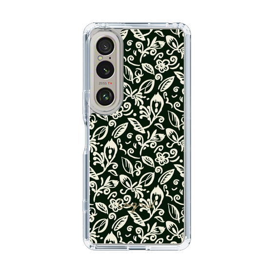Slim Protection Case［ Ungrid - FlowerPrint - Black ］
