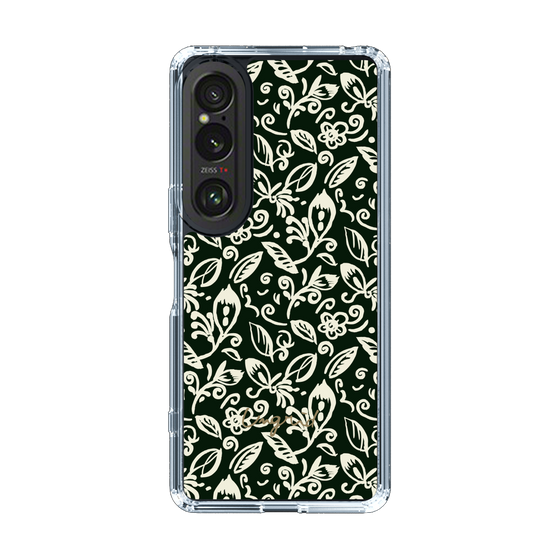 Slim Protection Case［ Ungrid - FlowerPrint - Black ］