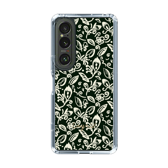 Slim Protection Case［ Ungrid - FlowerPrint - Black ］