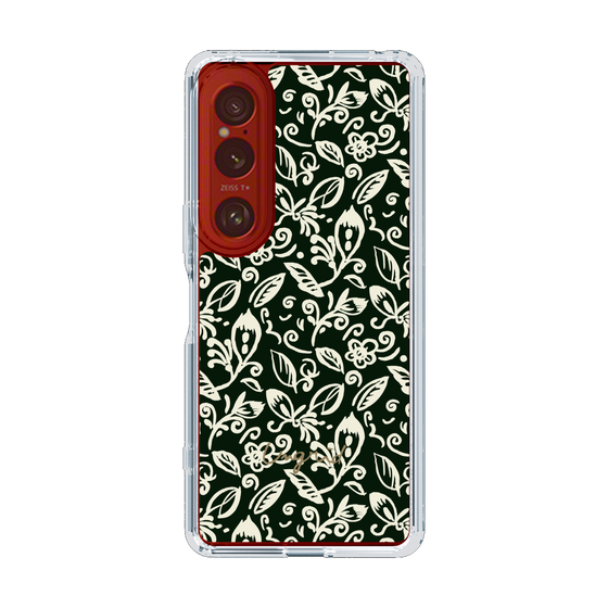 Slim Protection Case［ Ungrid - FlowerPrint - Black ］