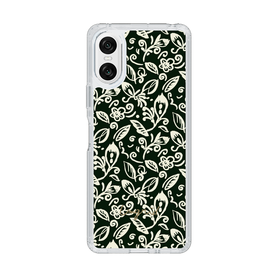 Slim Protection Case［ Ungrid - FlowerPrint - Black ］