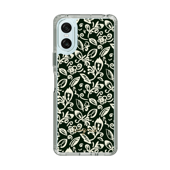 Slim Protection Case［ Ungrid - FlowerPrint - Black ］