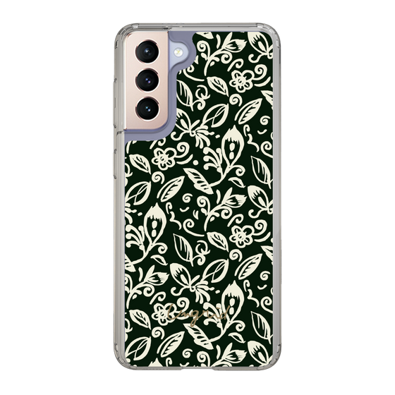 Slim Protection Case［ Ungrid - FlowerPrint - Black ］