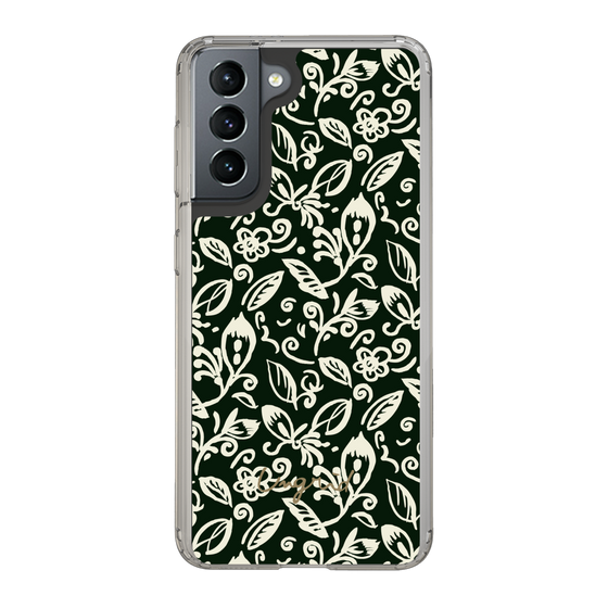 Slim Protection Case［ Ungrid - FlowerPrint - Black ］