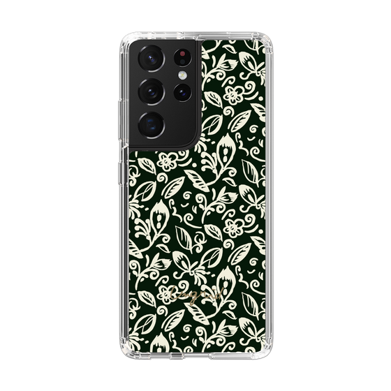 Slim Protection Case［ Ungrid - FlowerPrint - Black ］