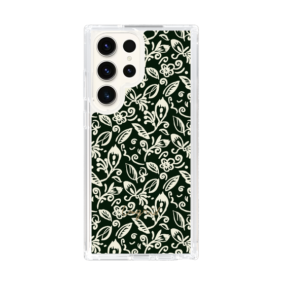 Slim Protection Case［ Ungrid - FlowerPrint - Black ］