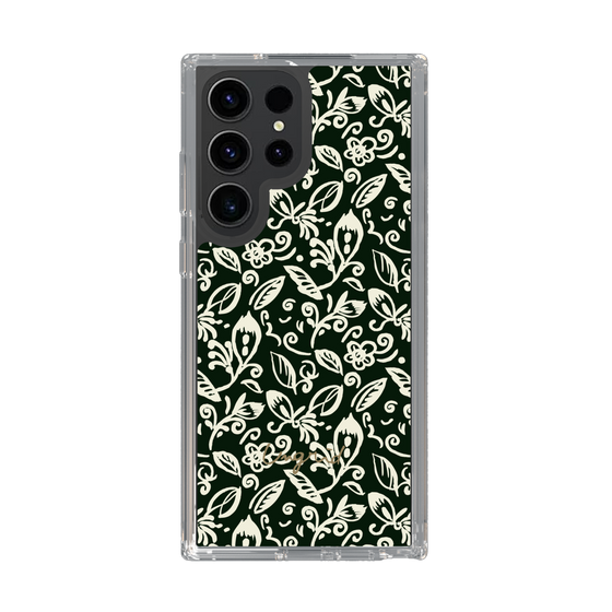 Slim Protection Case［ Ungrid - FlowerPrint - Black ］