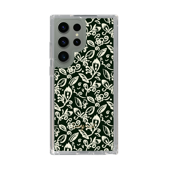 Slim Protection Case［ Ungrid - FlowerPrint - Black ］