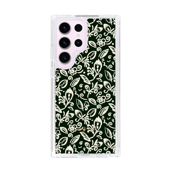 Slim Protection Case［ Ungrid - FlowerPrint - Black ］