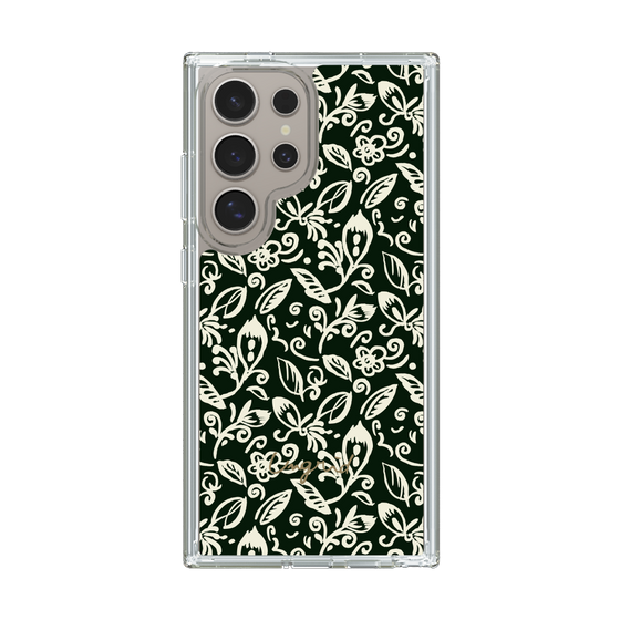 Slim Protection Case［ Ungrid - FlowerPrint - Black ］