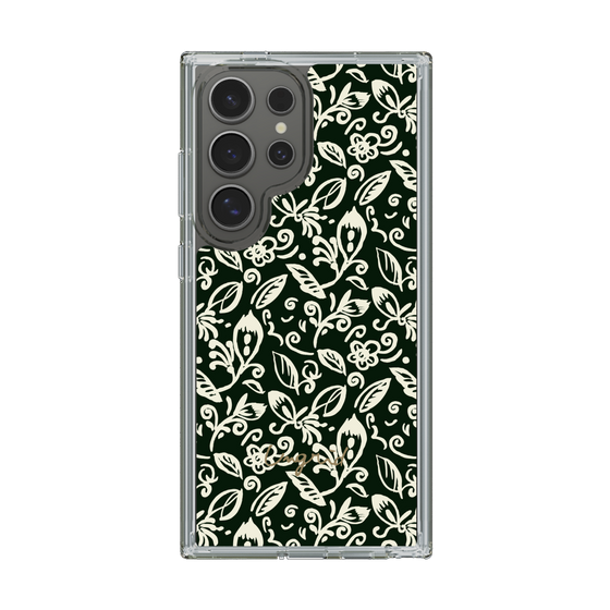 Slim Protection Case［ Ungrid - FlowerPrint - Black ］