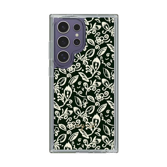 Slim Protection Case［ Ungrid - FlowerPrint - Black ］